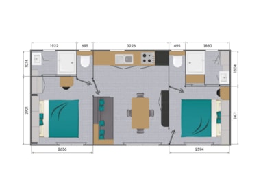 Cottage Nantillais 2 bedrooms double beds 2 bathrooms 2 wc 34m²