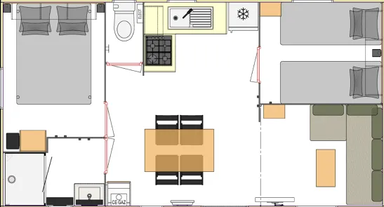 Mobil Lavande Climatisé 2 Chambres (27M²)