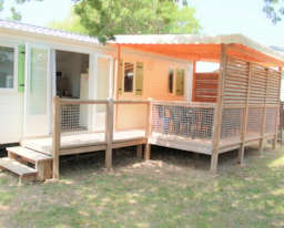 Location - Mobil-Home Famille Confort 32M² (3 Chambres) - Climatisation + Tv + Grande Terrasse Couverte - Domaine de la Palme
