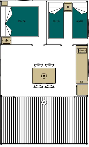 Tente Lodge Mini-Wood Sur Pilotis En Toile , Sans Sanitaires, Pour 4 Personnes