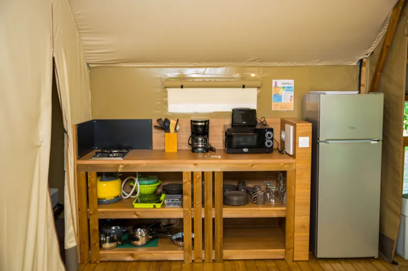 Tente Lodge Mini-Wood Sur Pilotis En Toile , Sans Sanitaires, Pour 4 Personnes