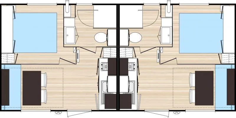 Mobilhome 17M² (Mobil-Home Double Avec Voisin Proche) - 1 Chambre