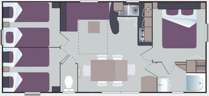 C- Mobil-Home Baltique Climatisé - 3 Chambres