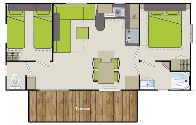 C- Mobil-Home Caraïbes - 2 Chambres