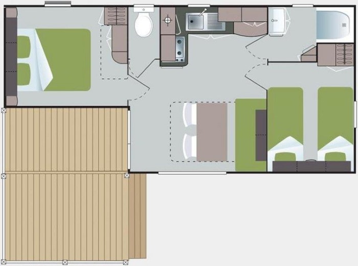 C- Mobil-Home Caraïbes Climatisé 2 Chambres