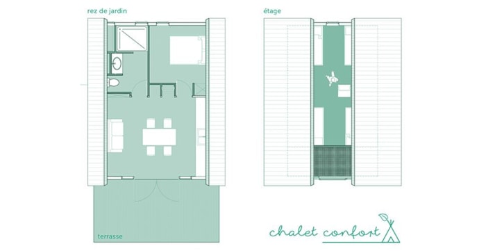 Chalet Triangle Premium 34M² -(2 Chambres) + Grande Terrasse