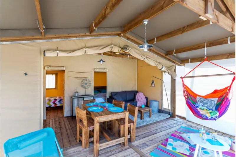 Tente Safari Cotton Confort 32M² (2 Chambres) + Terrasse Couverte