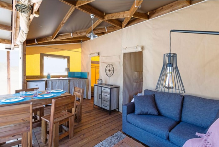 Tente Safari Cotton Confort 32M² (2 Chambres) + Terrasse Couverte