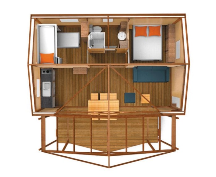 Tente Safari Cotton Confort 32M² (2 Chambres) + Terrasse Couverte
