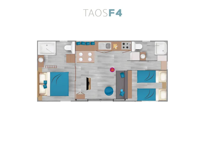 Mobil Home Taos F4 Premium 38M² (2 Chambres) + 2 Salles De Bain