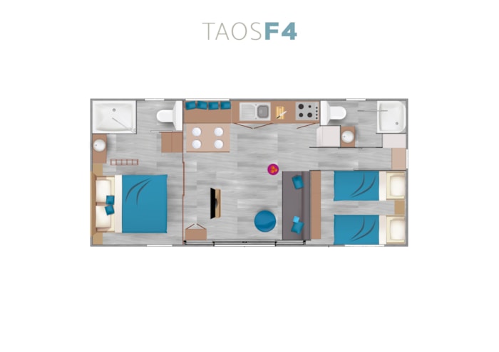 Mobil Home Taos F4 Premium 38M² (2 Chambres) + 2 Salles De Bain