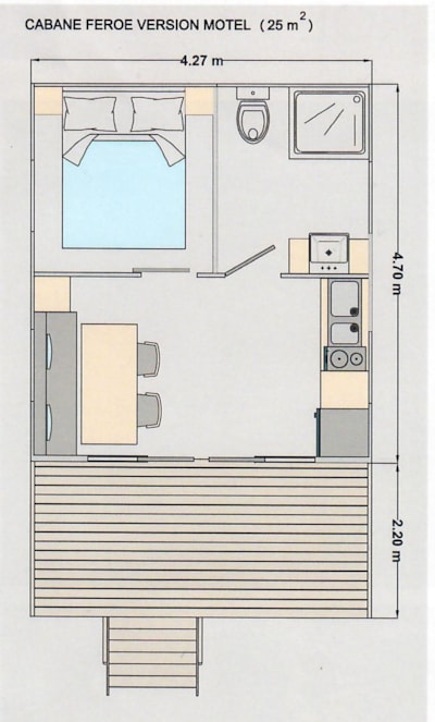Small cabin Confort 20m² (1 bedrooms) + sheltered terrace