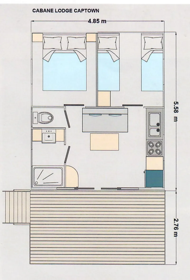 Grande Cabane Confort 25 M² (2 Chambres) + Terrasse Couverte