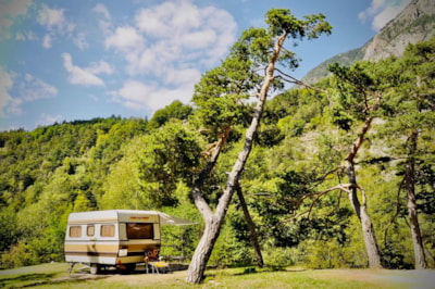 Pitch Tent, Caravan, Camping Car (parking of car on the carpark after unloading)