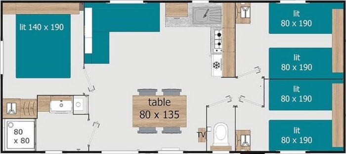 Mobil-Home N°33 - 33 M² - 3 Chambres - 6 Personnes Maximum - Année 2024 - Terrasse Couverte -