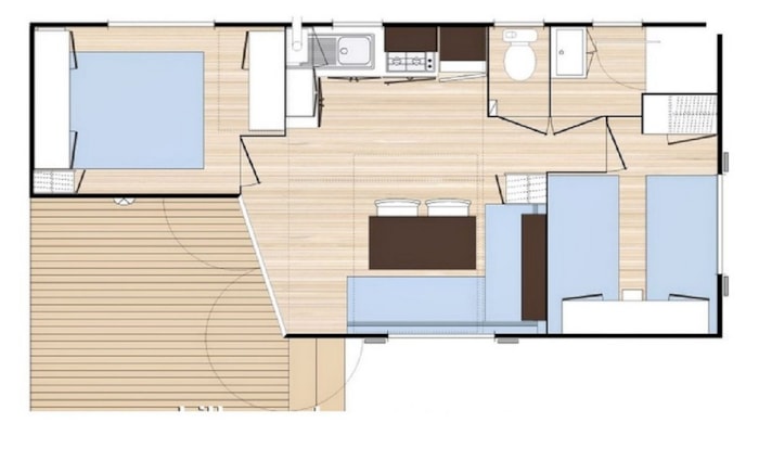 Mobil-Home N°114 - 28 M² - 2 Chambres 4 Personnes Maximum - Année 2010 - Avec Terrasse Semi-Couverte