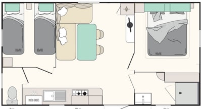 Mobile-home n°88 - 28 m² - 2 bedrooms - sheltered terrace