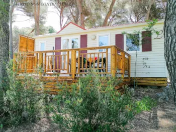 Mietunterkunft - Océane Confort -2 Schlafzimmer 27M²- *Klimaanlage, Terrasse, Tv* - Camping Résidentiel La Pinède