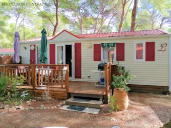 Mietunterkunft - Malediven Confort -2 Schlafzimmer 32M²- *Klimaanlage, Terrasse, Tv* - Camping Résidentiel La Pinède