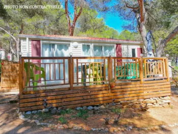 Mietunterkunft - Grand Large Confort -2 Schlafzimmer 30M²- *Klimaanlage, Terrasse, Tv* - Camping Résidentiel La Pinède