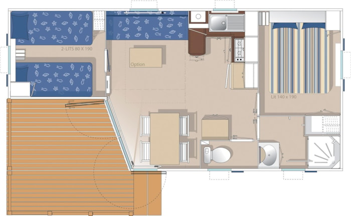 Mobil-Home Ophea 25M² / 2 Chambres - Terrasse Couverte