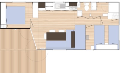 Mobil home FAMILY Premium 35m² / 3 bedrooms - Half-covered terrace