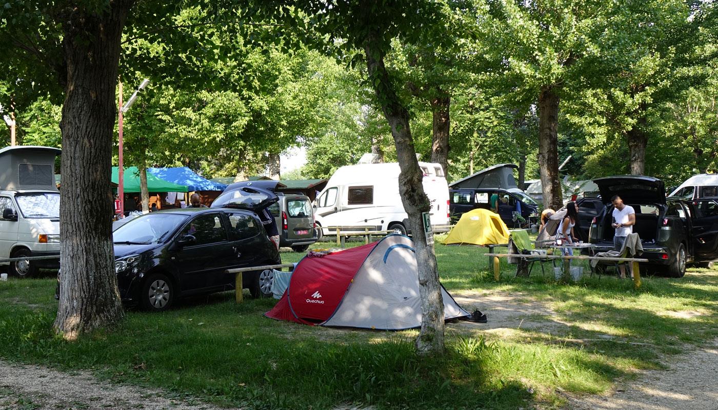 Pitch for tent and car