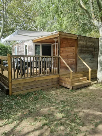 Huuraccommodatie(s) - Mobil Home Cottage Bois Confort - 2 Slaapkamers - Airconditioning - 25M² - - Camping le Moulin du Roy
