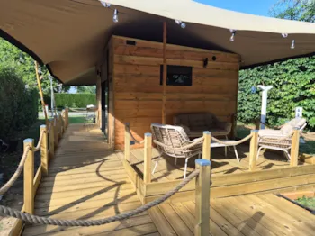 Huuraccommodatie(s) - Glamping Houten Hut Onder Sahara Tentdoek - Camping le Moulin du Roy