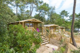 Mietunterkunft - Ecolodge Sweet Auf Pfählen Premium 43 M² (2 Zimmer) + Halbüberdachte Terrasse - Camping Paradis des Pins - Soulac