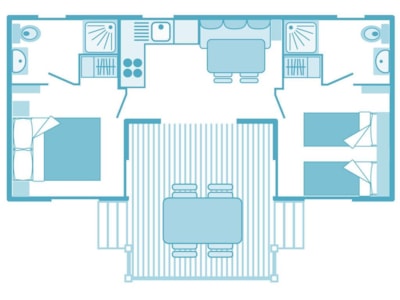 Mobil-home PREMIUM 2 Bedrooms - 2 bathrooms and half covered terrace - 33 m²