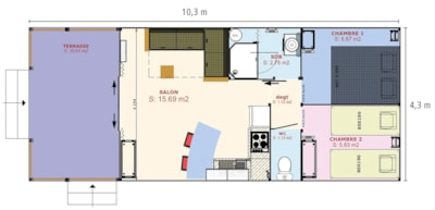Ecolodge PREMIUM SWEET on stilts 43 m² (2 bedrooms) including semi-covered terrace