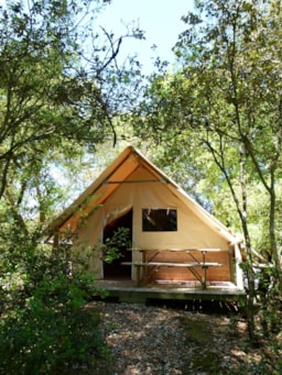 Huuraccommodatie(s) - Blokhut Amazone  2 Kamers - Geen Eigen Sanitair - Terras - 24 M² - Camping Paradis des Pins - Soulac