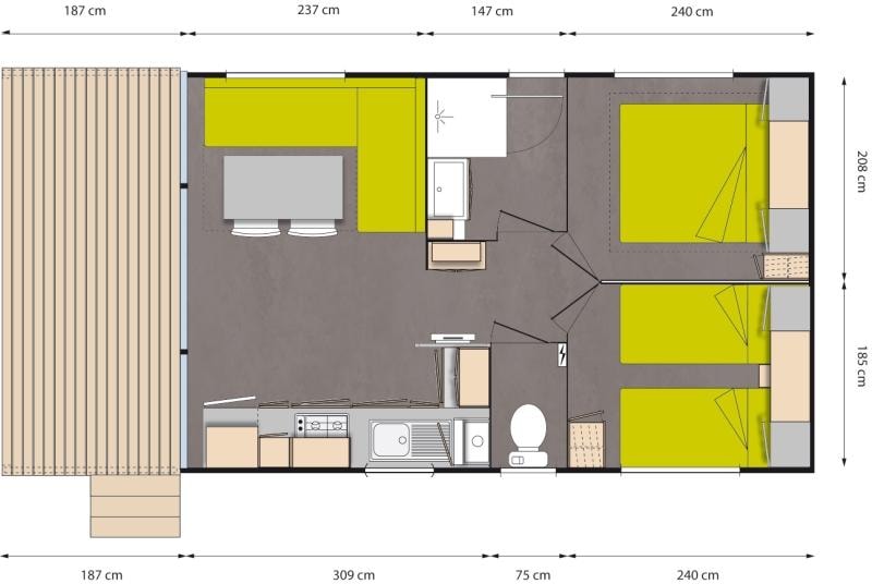 Mobil-home O'HARA L'ART de VIVRE  (2 chambres) 4 Pers.