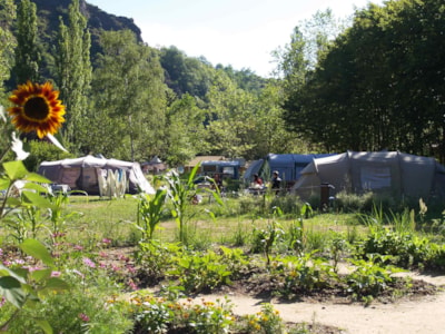 Camping pitch CONFORT 100m² - Price including 2 pers. - With electricity