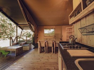 Safari Lodge 35m² insulated (2 bedrooms, bathroom and toilet) + terrace