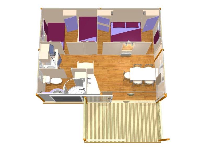 Accommodation - Cottage Confort Bois 35M² - Air-Conditioning - Le Camping du Théâtre