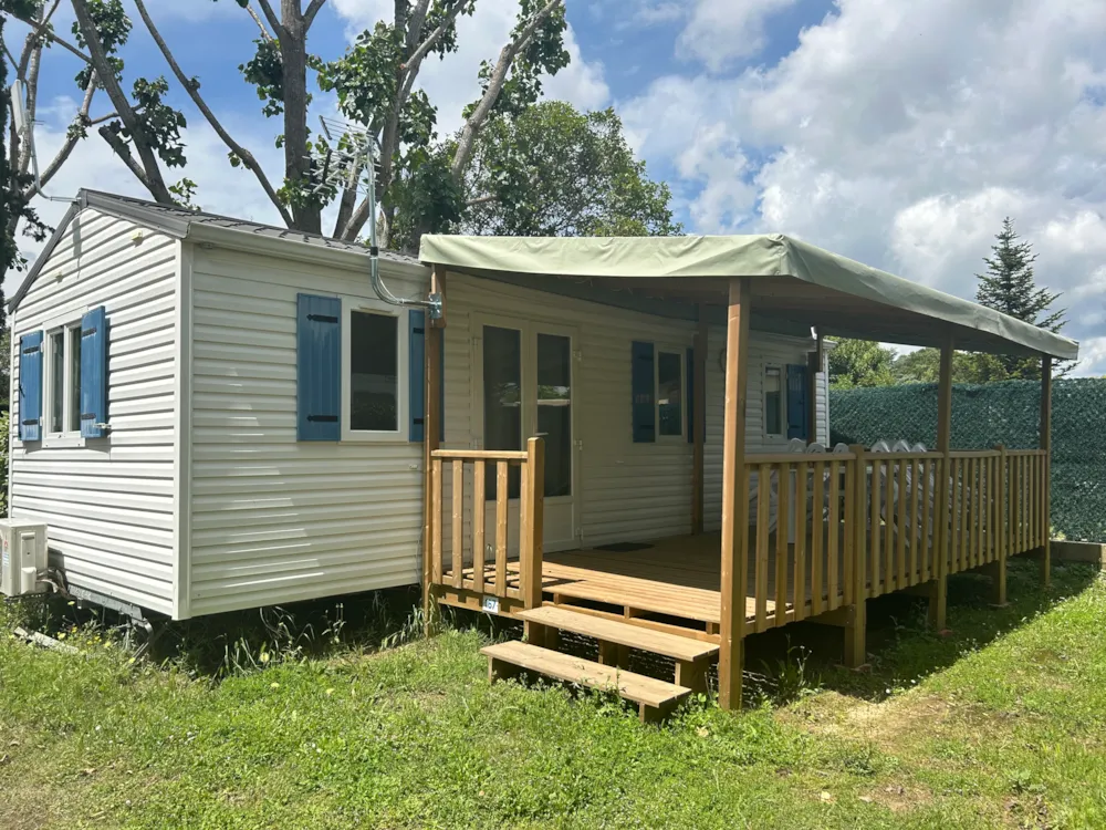 Location - Mobilhome Nevada 3 Chambres - 32 M² - Avec Clim.+Tv - Terrasse Couverte Sur 16 M² - - Camping Le Mas de l'Isle