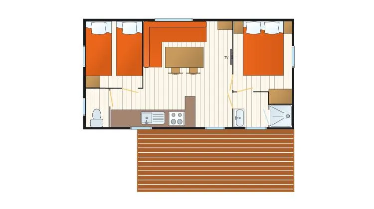 R- Mobilhome Adriatique 2 Chambres 28 M² + Terrasse Semi Couverte