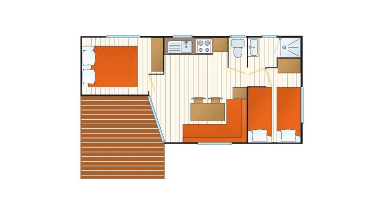 R- Mobilhome Adriatique 2 Chambres 28 M² + Terrasse Semi Couverte