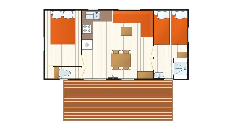 R- Mobilhome Caraïbes - 30M² - 2 Chambres 5P