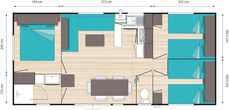 R-  Mobilhome Baltique - 32M² - 3 Chambres