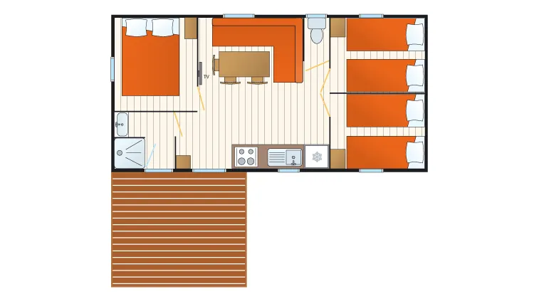 Mobilhome Baltique - 32M² - 3 Chambres - Climatisé