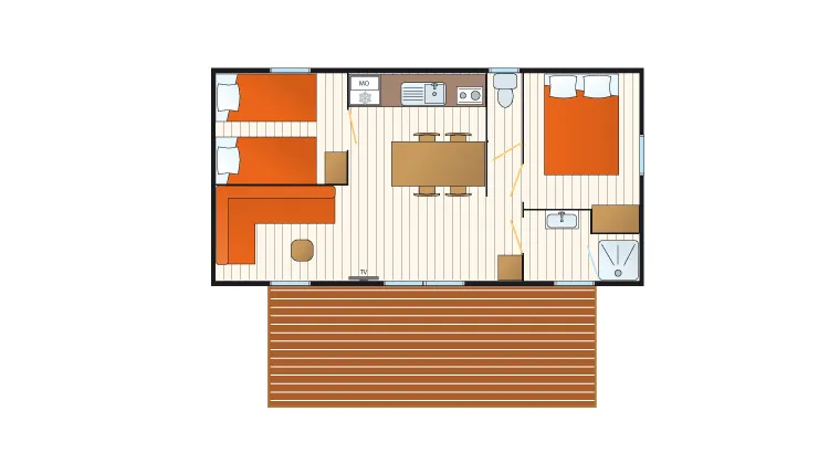 Mobilhome Caraïbes - 31M² - 2 Chambres  - Climatisé
