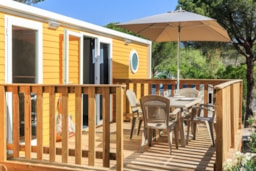 Mietunterkunft - Cottage Confort Yellow Corner 28 M² - 2 Zimmer + Klimaanlage - Camping  Holiday Green