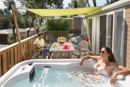 Mietunterkunft - Cottage Zen Luxe 36M²- 2 Zimmer - Klimaanlage, Tv, Spa - Camping  Holiday Green