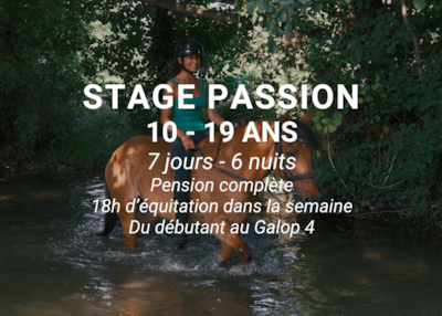 Stage Equestre Passion (10-19 yrs) - Full Week - Beginner to Galop 4 -