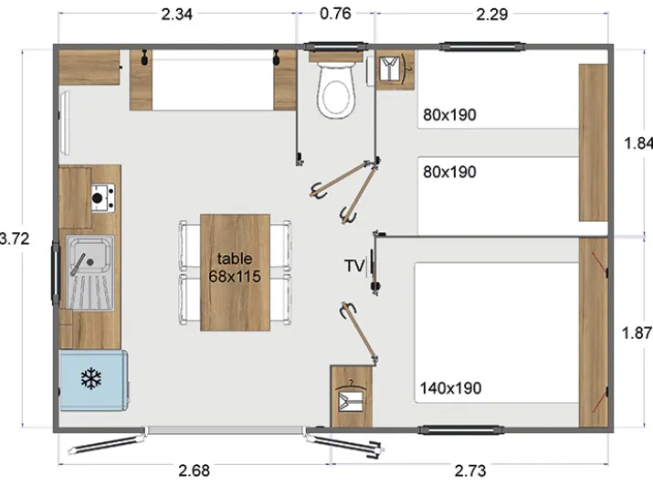 Mobil Home Cabane Sans Salle De Bain - 2 Chambres