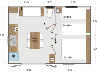 Mobile Home Cabane Without Bathroom - 2 Bedrooms — 5