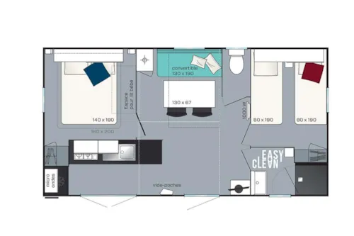 Mietunterkunft - Mobilheim Savoie 26M² - 2 Schlafzimmer + Klimaanlage - image n°4 - Camping Marie France